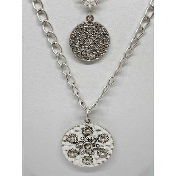 Premier Designs 2-Strand Silver Medallion Necklace - Picture 2 of 5